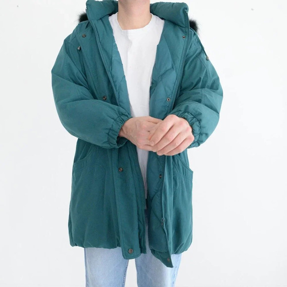 Vintage Sequence Green  Puffer 80% Down w/ Real Feathers Size 14 - Picture 2 of 16